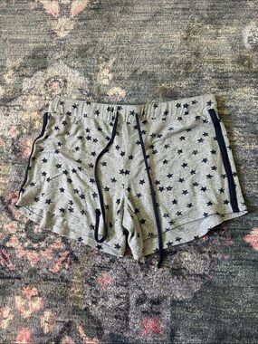 Lucky Brand Patriotic Women's Grey Star Print Lounge Shorts with Drawstring